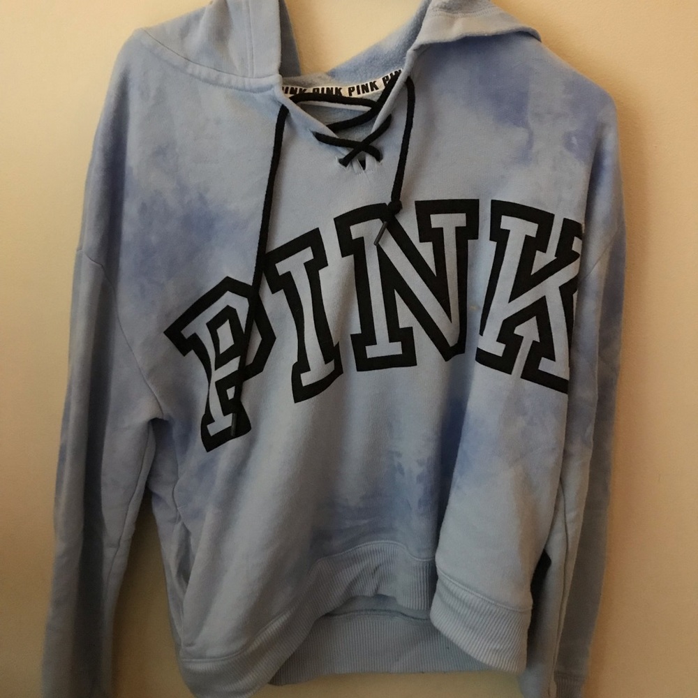 Blue cropped PINK hoodie